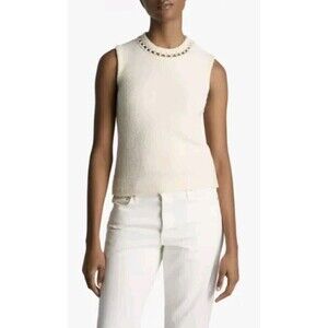 $695 St. John Collection Shell Black Stones And Wool Yarn Blend Sz 6 N44